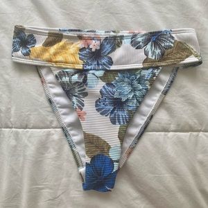 TOPSHOP Floral Tanga High Waisted Ribbed Bikini Bottoms